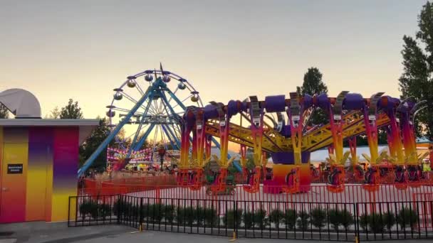Amusement Park Family Weekend Getaway Kids Shooting Video Carousel Everything — Stock Video