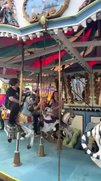 Common Carousel Children Which Used All Memories Children Rides Children — Stock Video