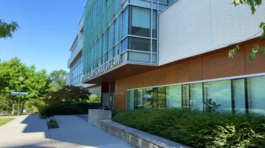 peter A Allard school of law The building of the University of British Columbia, which is located in Vancouver Canada 07 2022, the camera slowly moves by filming buildings without people. 4k footage