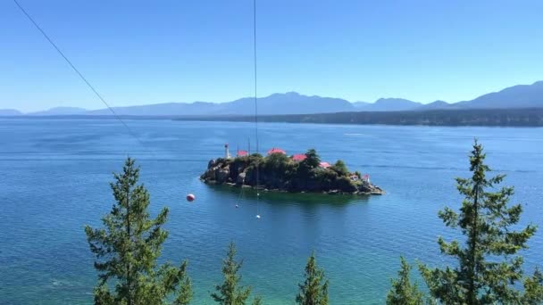 Chrome Island Small Vancouver Island Has White Houses Red Roofs — 图库视频影像