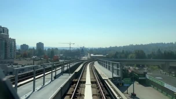 Time Lapse Vancouver Skytrain Distância Entre Duas Paragens Tiro Pára — Vídeo de Stock