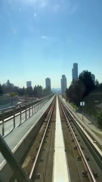 Time Lapse Vancouver Skytrain Distância Entre Duas Paragens Tiro Pára — Vídeo de Stock