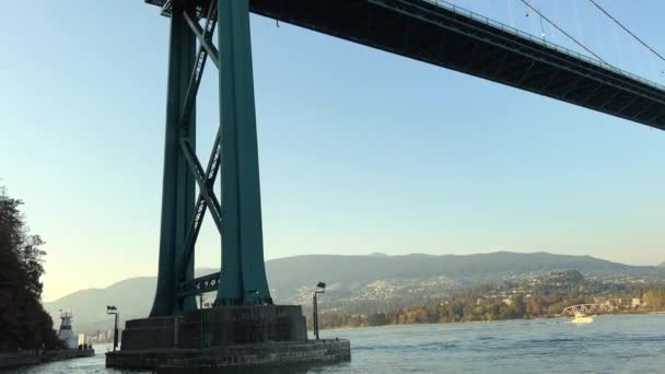 Köprü Pillar Stanley Parkı Vancouver Kanada Köprüsü Köprüsü Nün Altından — Stok video