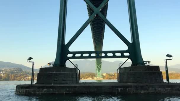 Pilar Del Puente Stanley Park Vancouver Canadá Vista Del Puente — Vídeos de Stock