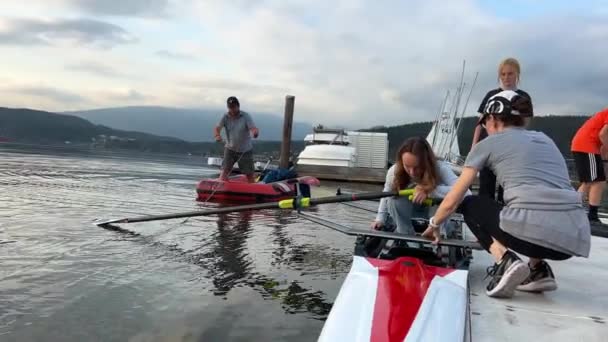 Old Mill Boathouse Rowing Sailing Paddling Center City Port Moody — Stock Video