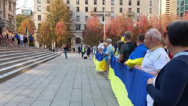 Честь Защитников Украины Ванкувере Состоялся Митинг Марта 2022 Года Художественная — стоковое видео