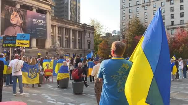 Onore Dei Difensori Dell Ucraina Vancouver Raduno Marzo Ottobre 2022 — Video Stock