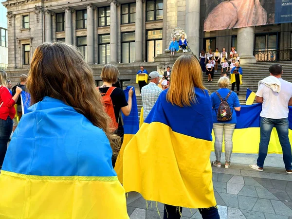 För Att Hedra Försvarare Ukraina Vancouver Rally Och Mars Okt — Stockfoto