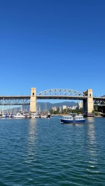 Granville Island Halvö Och Shoppingdistrikt Fairview Distriktet Vancouver Över False — Stockvideo