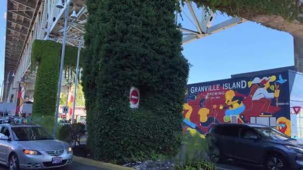 Granville Island Halvö Och Shoppingdistrikt Fairview Distriktet Vancouver Över False — Stockvideo