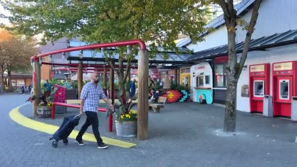 Granville Adası Yarımadası Vancouver Fairview Bölgesinde Alışveriş Bölgesi Vancouver Karşısından — Stok video