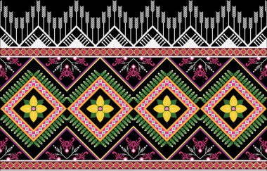 Etnik tarzda kusursuz vektör deseni. Geometrik arka planda kabile motifi. Kağıt, duvar kağıdı, kapak, tekstil, kumaş, giyim ve diğer malzemeler için yazdırma süslemeleri