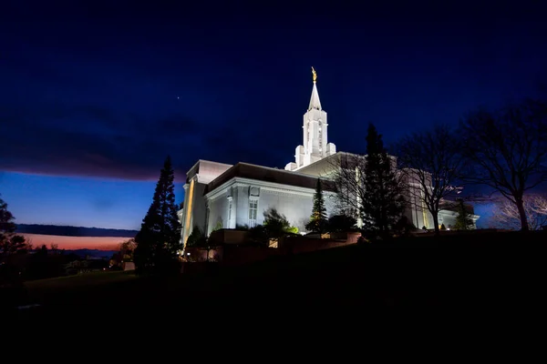 Mormon Bountiful Temple Night — Stock Photo, Image