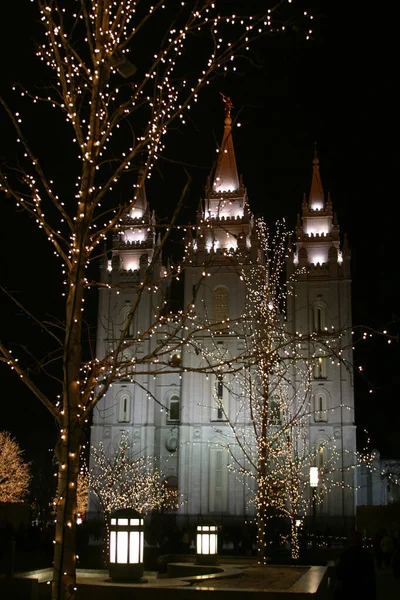 Navidad Mormón Salt Lake Temple Square —  Fotos de Stock