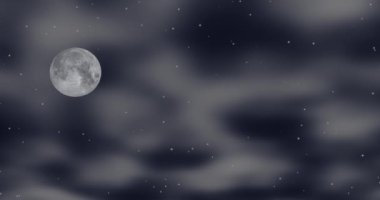 Ay 'ın ve yıldızların arasında hareket eden bulutlar basit bir hareketle