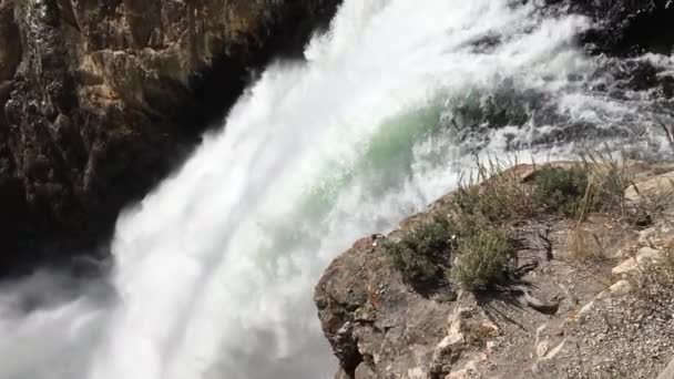 Video Från Toppen Yellowstone Falls Slow Motion — Stockvideo