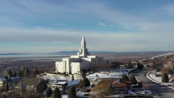 Aerial Mormon Bountiful Temple Utah — Stok Video