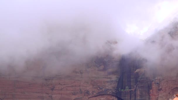 Clouds Rolling Red Mountains Zion National Park Utah — Vídeo de Stock