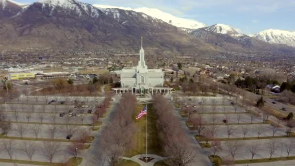 Aerial Lds Mount Timpanogos Temple Utah — Stockvideo