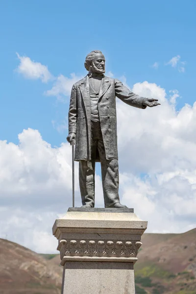 Statue Von Brigham Young Dem Propheten Und Mormonischen Pionier Der — Stockfoto