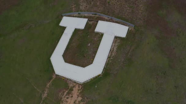Drone Aerial Hovering Mountain University Utah — Stockvideo