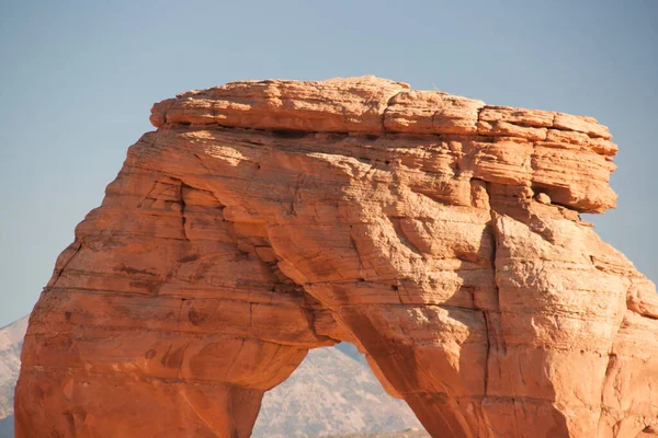 Närbild Toppen Delikat Båge Arches National Park Utah — Stockfoto