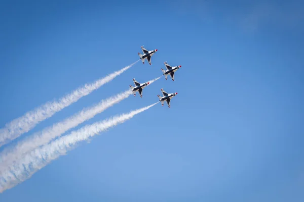 United States Thunderbirds Jets Doing Aerial Stunts Airshow Stock Photo