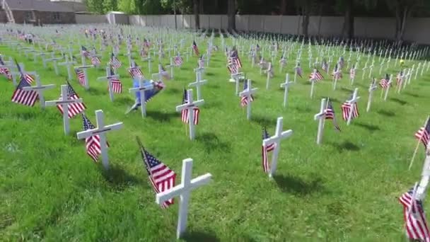 Walk Military Cemetery Crosses — Vídeo de stock