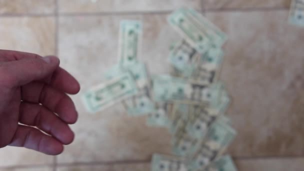 Money Flying Hand — Stockvideo