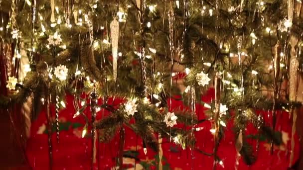 Detailní Sklon Nahoru Vánoční Strom — Stock video