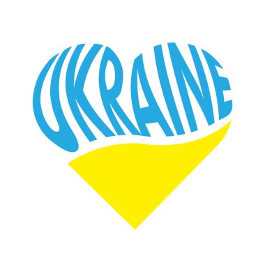 Yazılı kalp şeklinde Ukrayna bayrağı