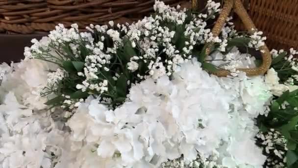 Beyaz Çiçekler Bahçe — Stok video