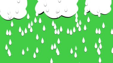 falling raindrops footage animation on green background, rain animation with start and end, perfect for film, digital composition, projection mapping and media learning
