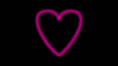 video footage pink heart animation on black background, motion for wedding, valentine's, mother's day, anniversary and greeting