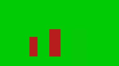 footage animation of red bar chart icon with up arrow on green background for illustration business