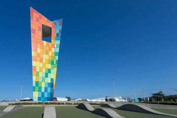 Barranquilla Atlantico Colombia Januari 2022 Monumentfönster Mot Världen Med Blå — Stockfoto