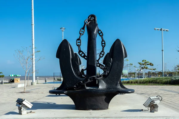 コロンビアのアトランティコにあるバランキラ 2022年1月15日 素晴らしいボードウォークのエル アンクラ記念碑 — ストック写真