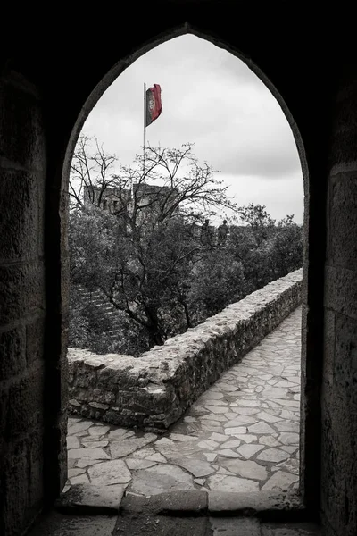 Lisboa Portugal April 2022 Arched Window Castle San Jorge — ストック写真