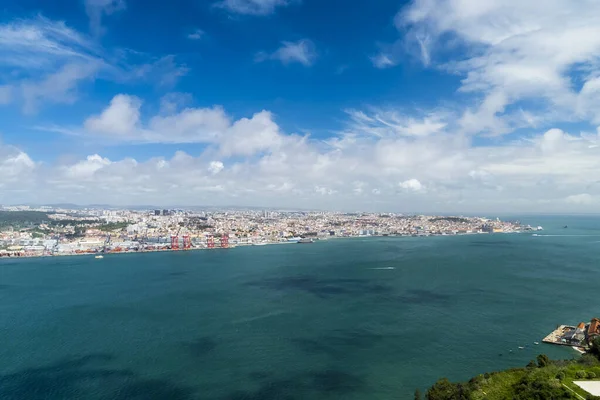 Panoramic View City Lisbon Seen National Sanctuary Christ King — Photo