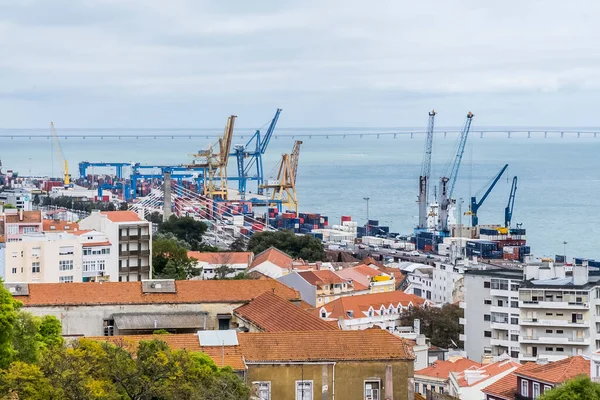 Paesaggio Panoramico Con Case Vista Sul Fiume Tago Lisboa Portogallo — Foto Stock