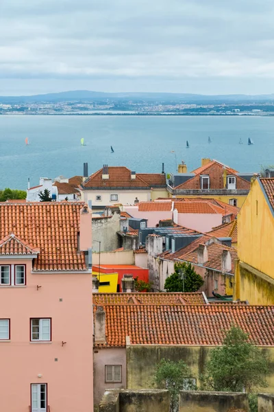 Panoramic Landscape Houses View Tagus River Lisboa Portugal — Φωτογραφία Αρχείου