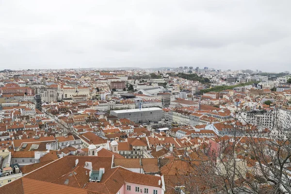 Şehirdeki Mahallelerin Panoramik Kentsel Manzarası Lisboa Portekiz — Stok fotoğraf