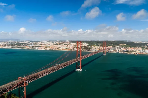 Lisboa Portugal April 2022 April Bridge View Tagus River Blue — Zdjęcie stockowe