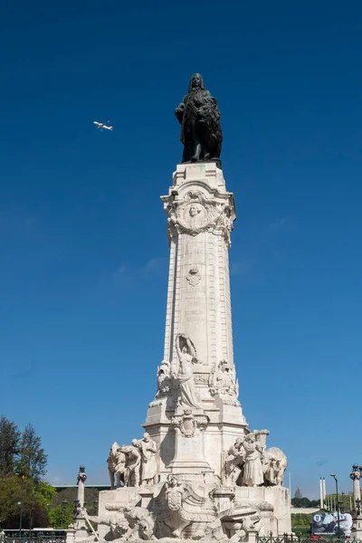 Lisboa Portugal Abril 2022 Monumento Marques Pombal Ciudad Cielo Azul —  Fotos de Stock