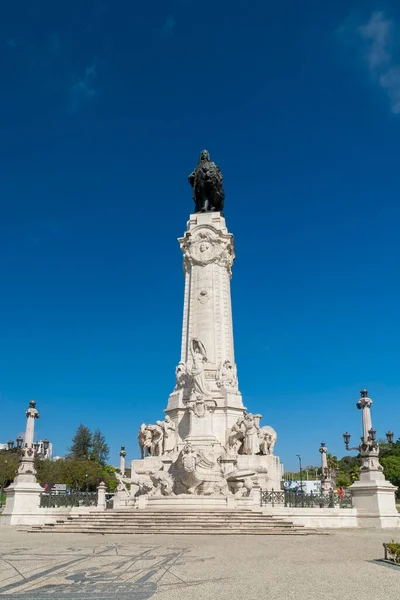 Lisboa Portugal Abril 2022 Monumento Marques Pombal Ciudad Cielo Azul —  Fotos de Stock