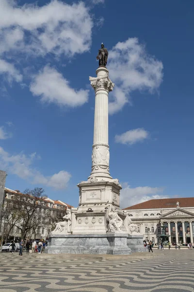 Lisboa Portugal Abril 2022 Plaza Rossio Monumento Pedro —  Fotos de Stock