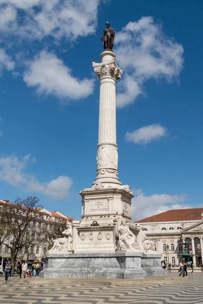 Lisboa Portugal Abril 2022 Plaza Rossio Monumento Pedro —  Fotos de Stock