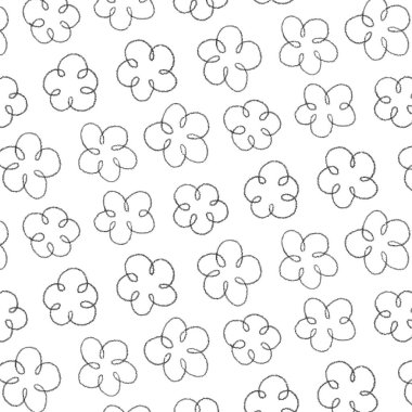 Tekstil, kumaş, ambalaj kağıdı için çiçek deseni çiziyor. Vektörde elle çizilmiş çizim çizimi.