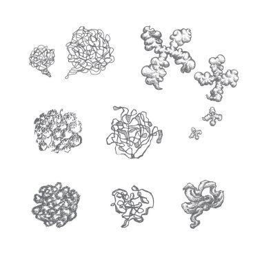 Kaotik çizgilerin el çizimi vektör çizimi. Rastgele dağınık bir çizgi. Beyazda izole edilmiş.