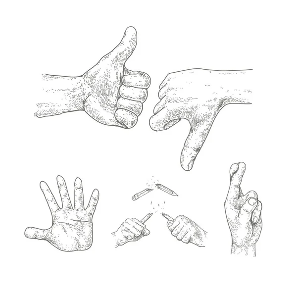 Ручная Рисованная Векторная Иллюстрация Руки Отличие Вниз Остановка — стоковый вектор